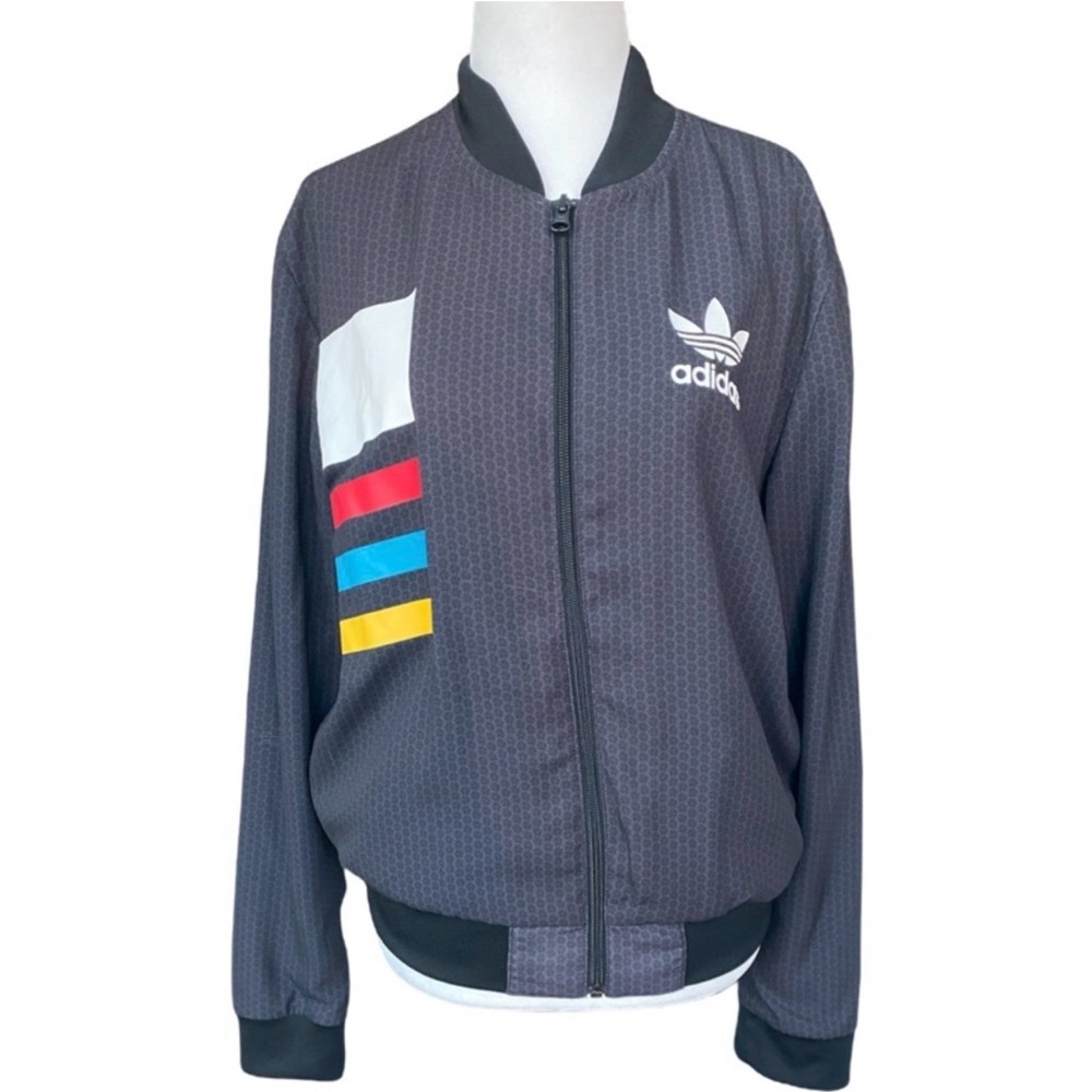Adidas Dark Gray Jacket with Multicolor Accents